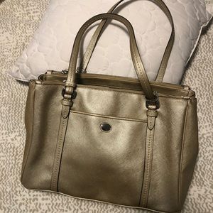 LIKE NEW COACH Metallic Gold Tote Shoulder Bag